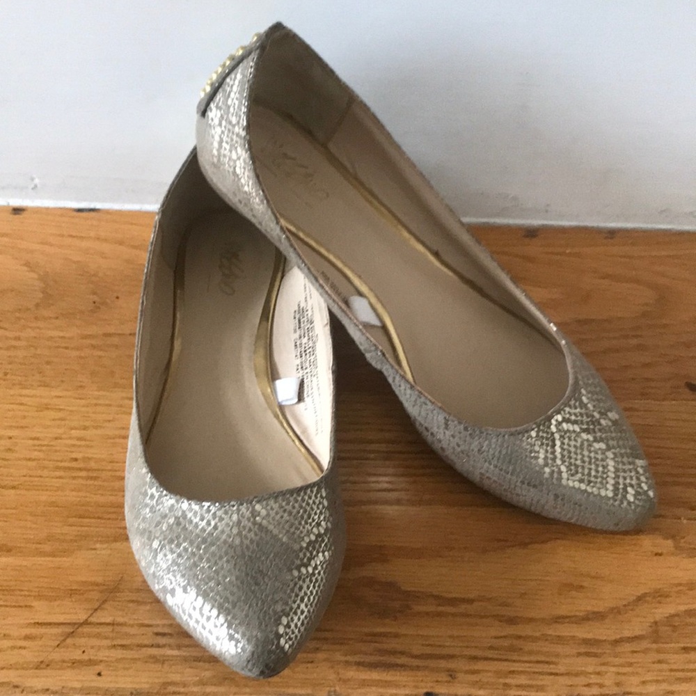 Mossimo Gold Snake-Skin Studded Flats